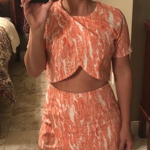 Lola May 2-Piece Feather Print Crop Top Skort Set